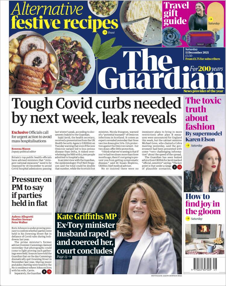 Portada de The Guardian (Reino Unido)