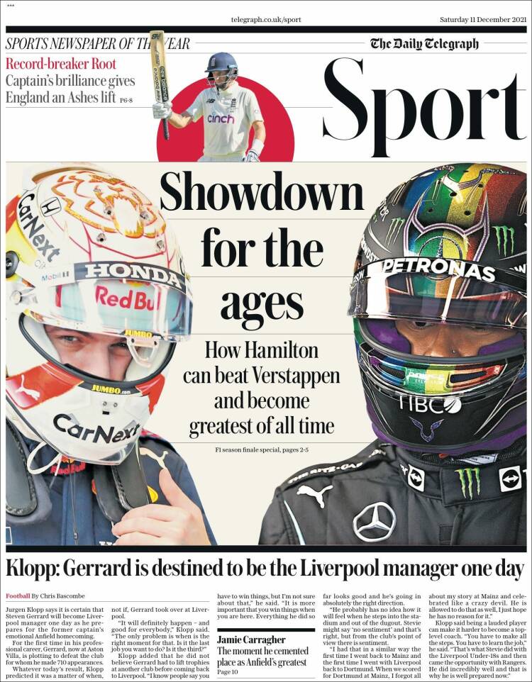 Portada de Telegraph Sport (Reino Unido)
