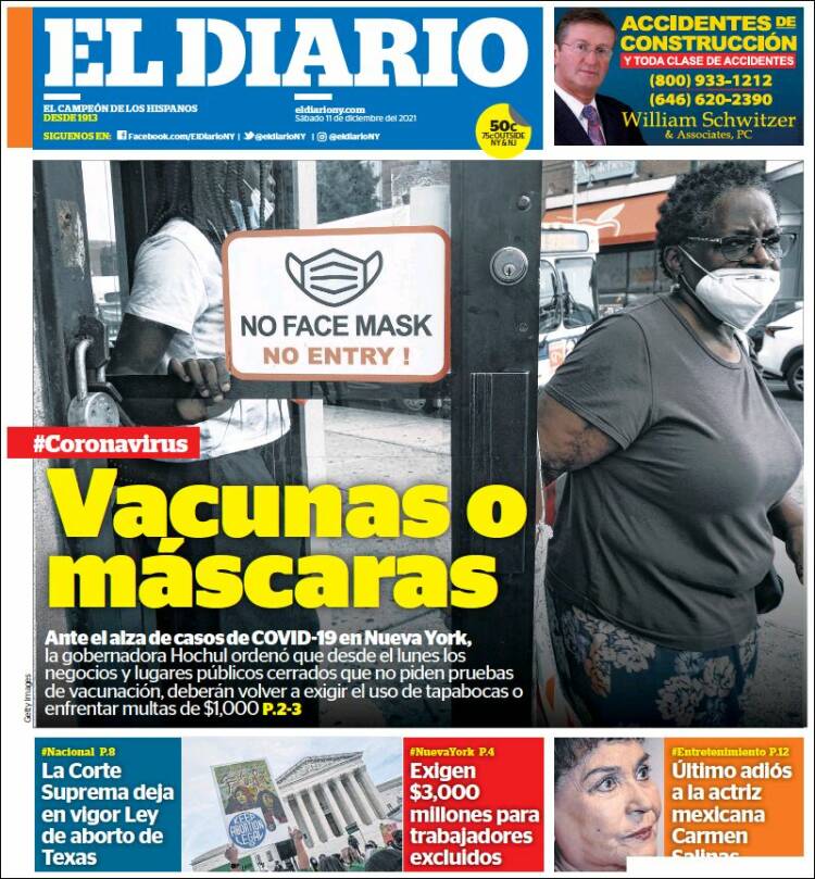 Portada de El Diario NY (USA)