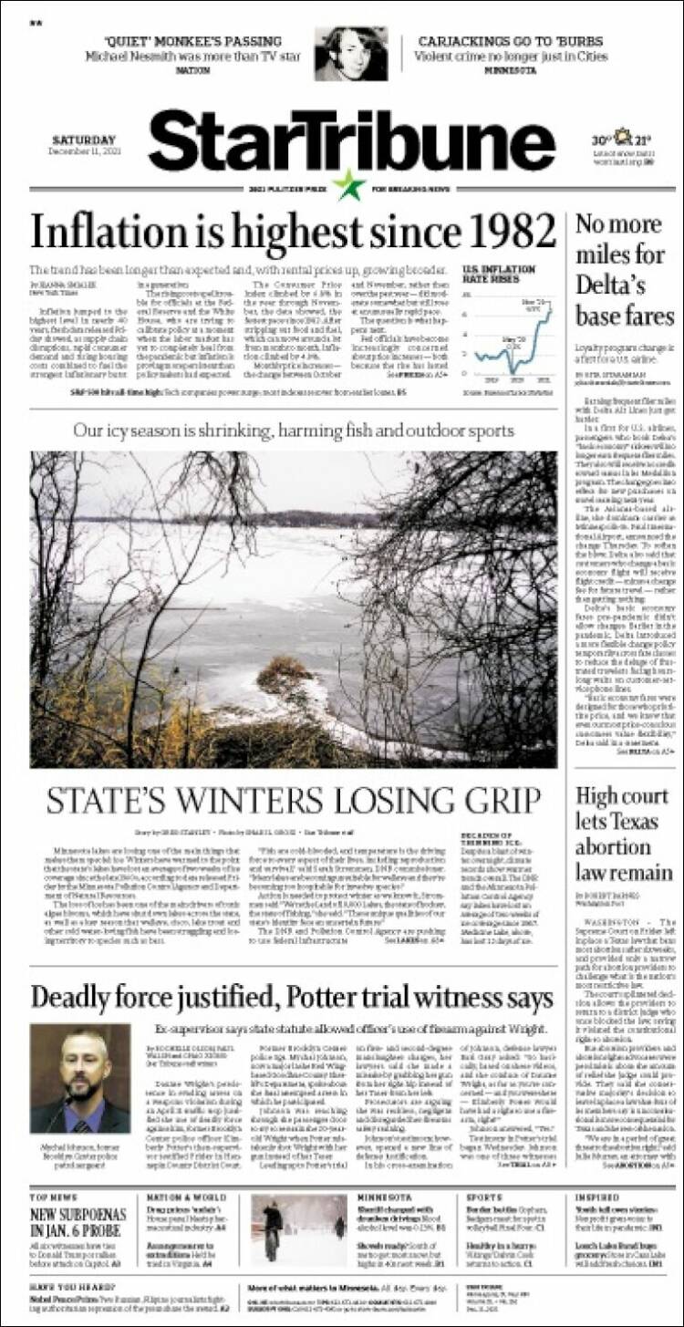Portada de Star Tribune (USA)