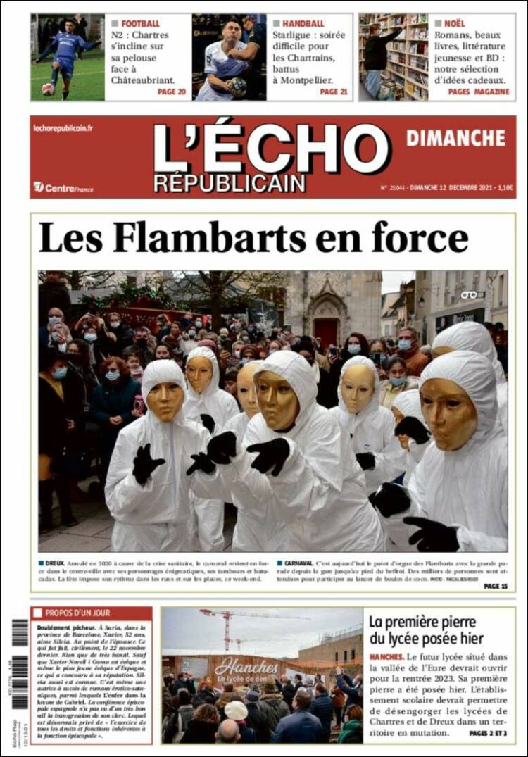 Portada de L'Echo Républicain (Francia)