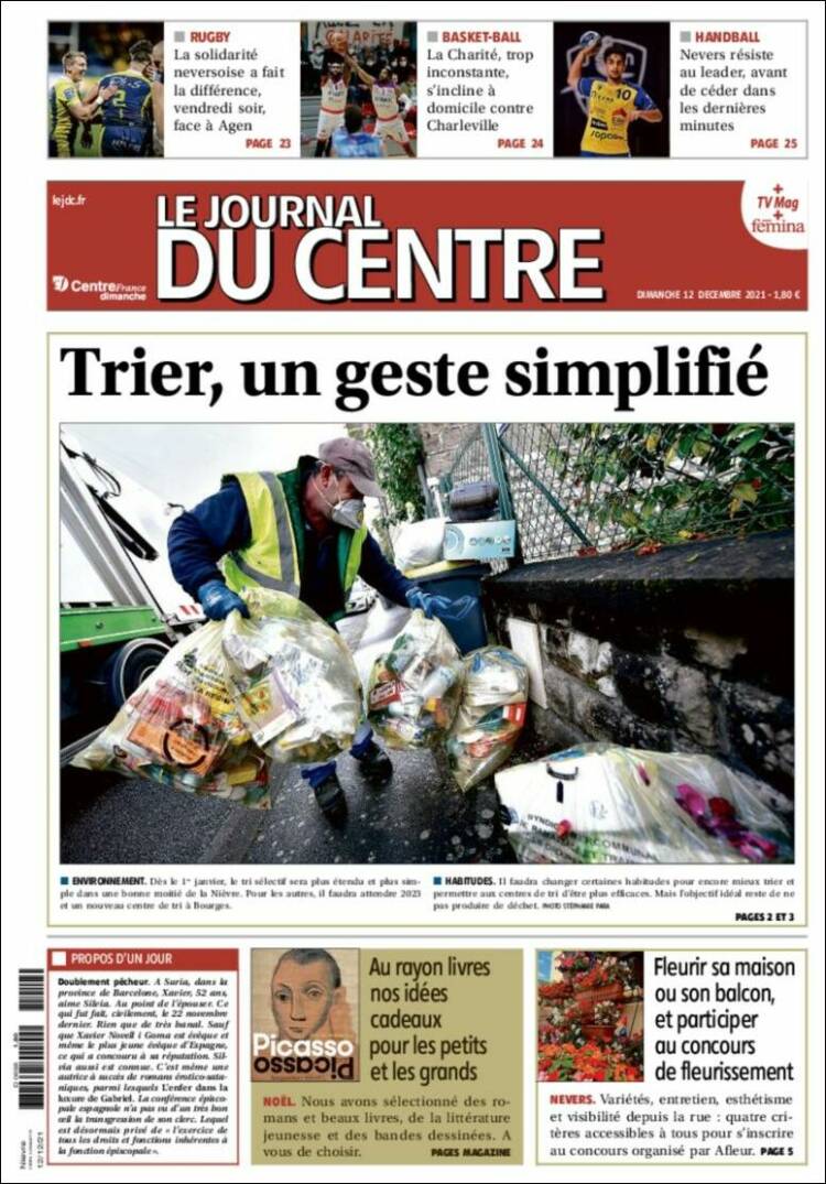 Portada de Le Journal du Centre (Francia)