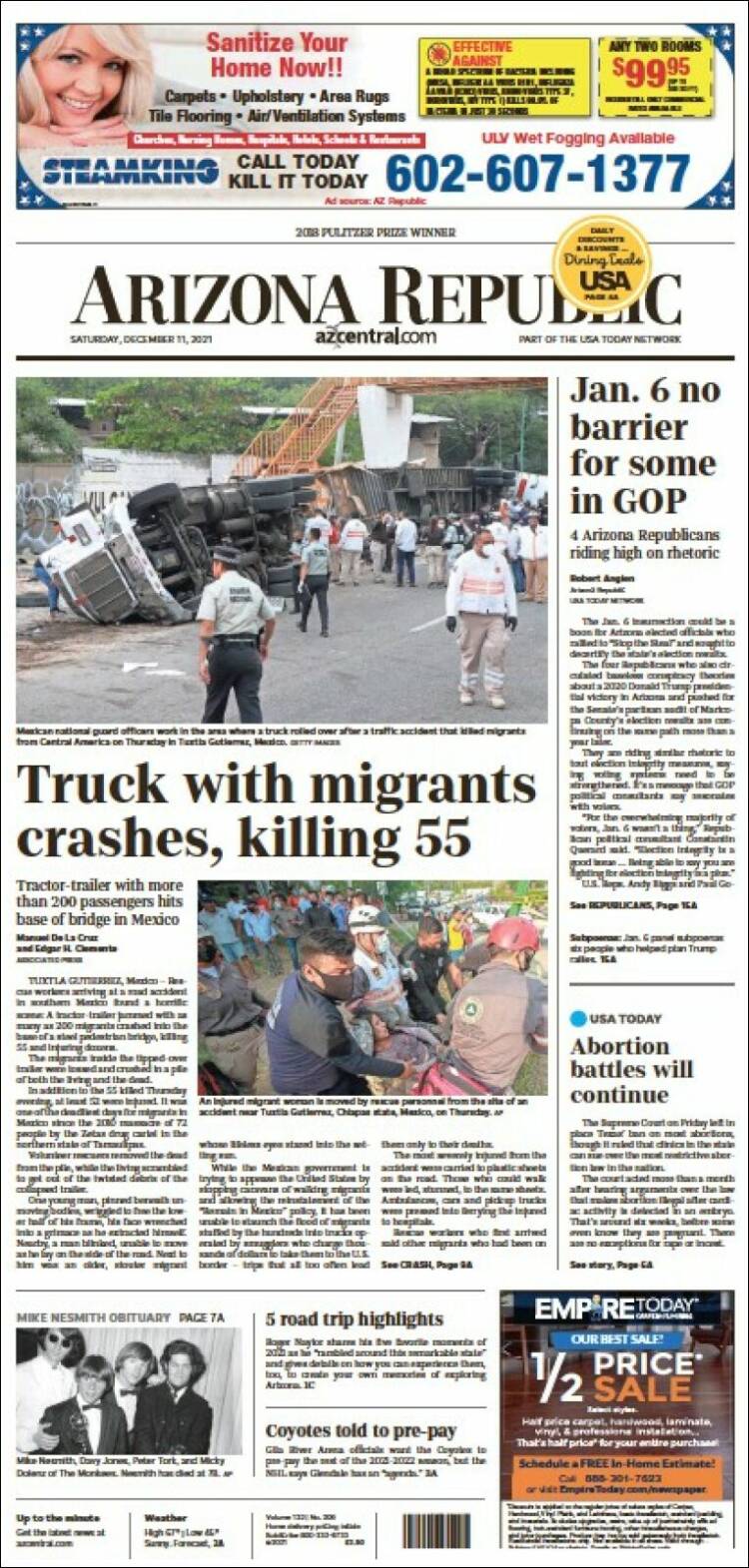 Portada de Arizona Republic News (États-Unis)