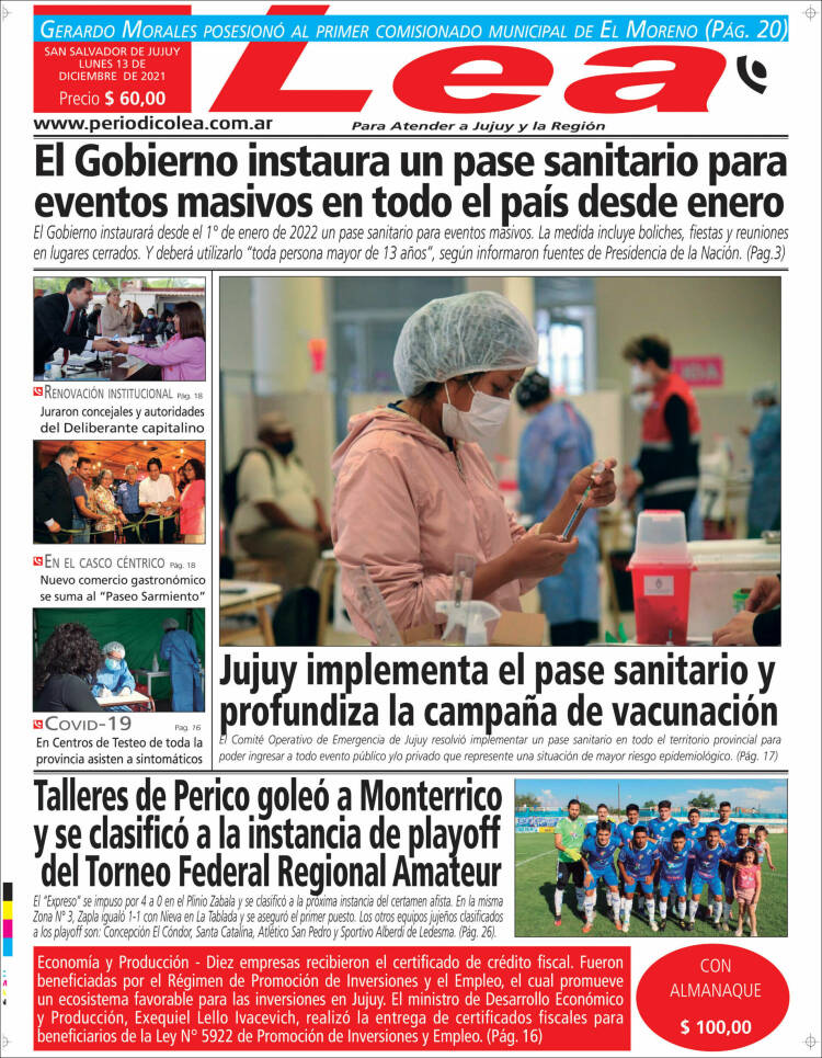 Portada de Periódico Lea (Argentina)