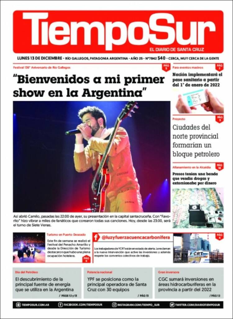Portada de Tiempo Sur (Argentina)