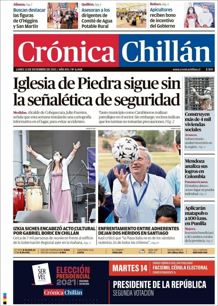 Portada de Crónica Chillán (Chile)
