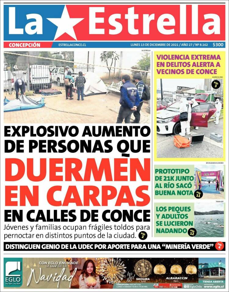 Portada de La Estrella de Concepción (Chile)