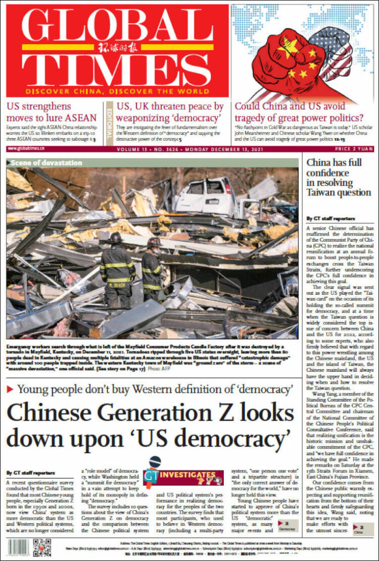 Portada de The Global Times (China)