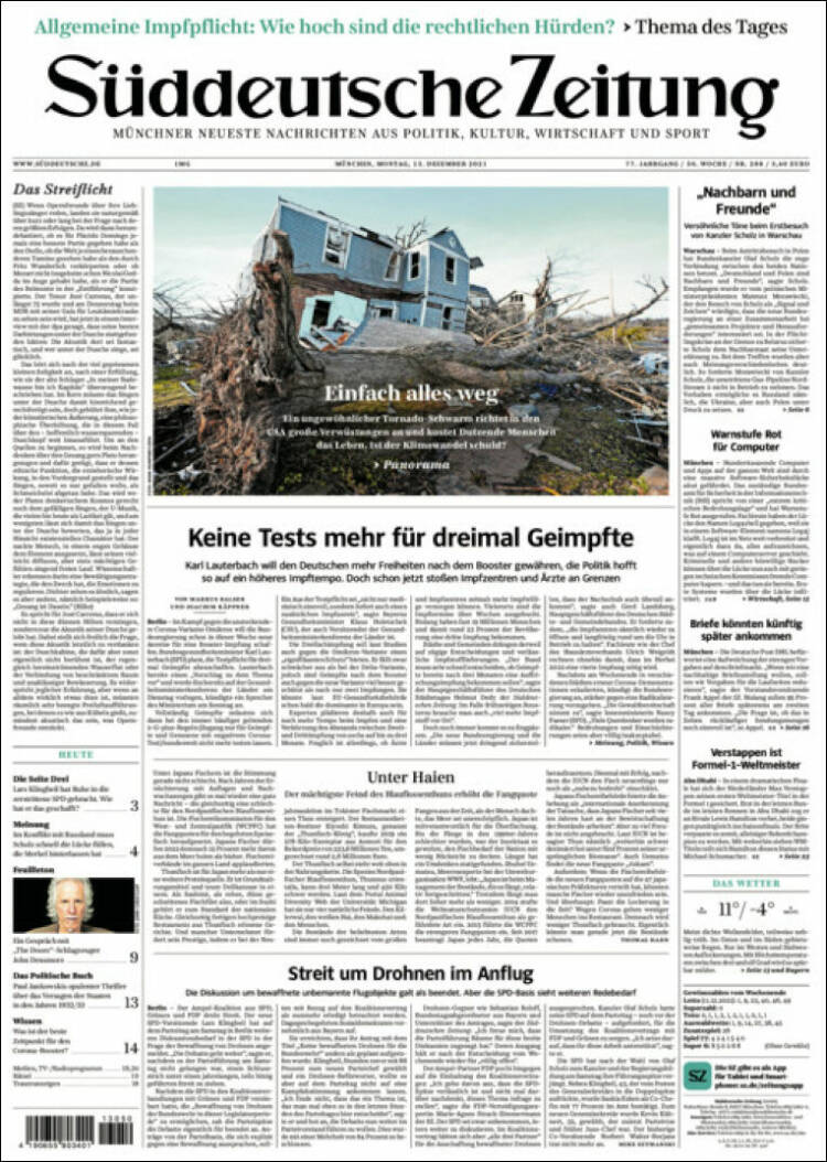 Portada de Sueddeutsche (Alemania)