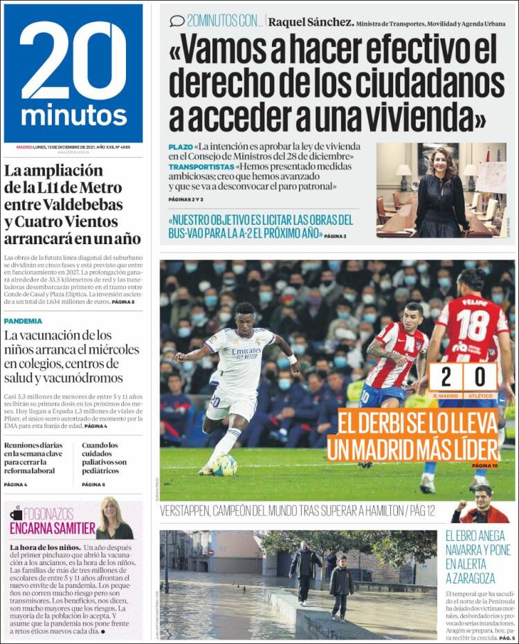 Portada de 20 Minutos - Madrid (Espa&ntilde;a)