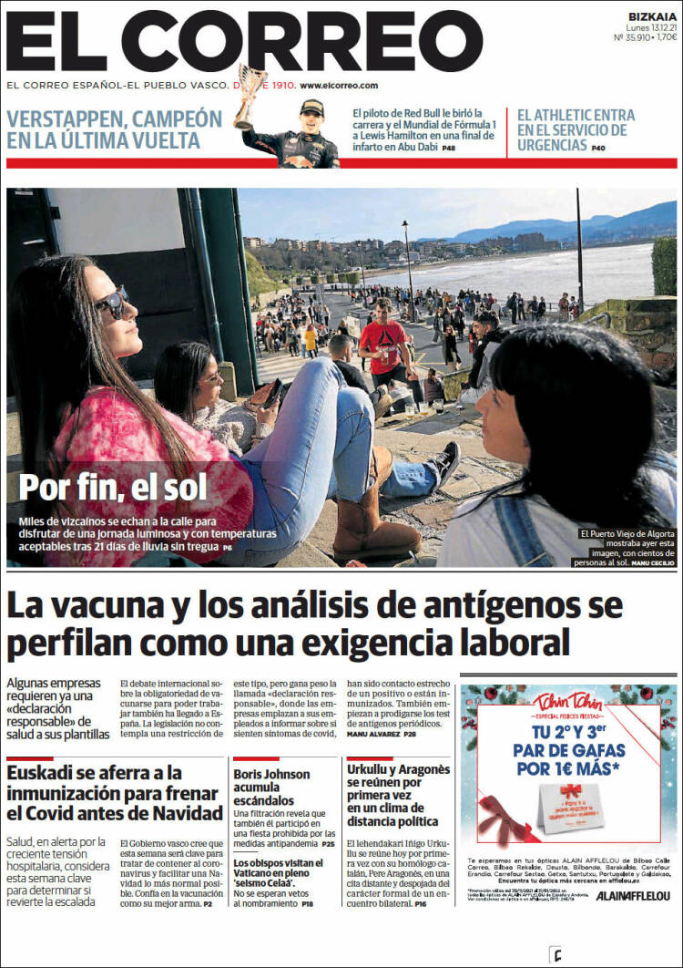 Portada de El Correo (Espa&ntilde;a)