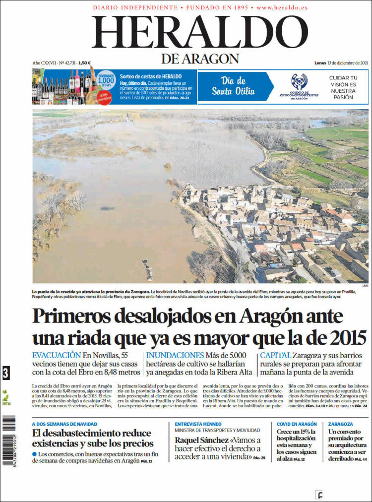 Portada de Heraldo de Aragón (Espa&ntilde;a)