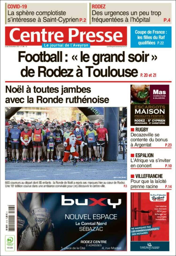 Portada de Centre Presse (Francia)
