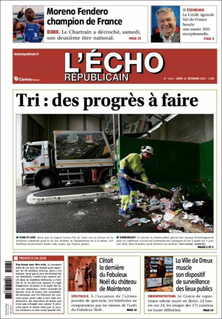 Portada de L'Echo Républicain (Francia)