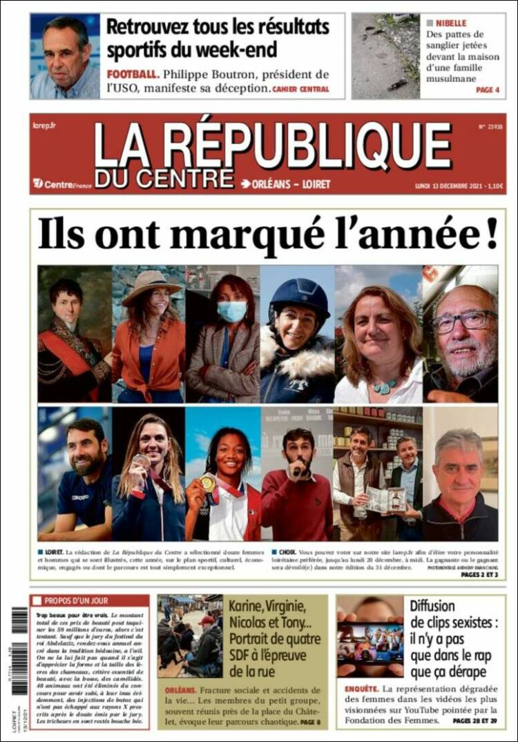 Portada de La République du Centre (Francia)