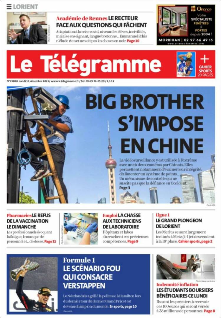 Portada de Télégramme (Francia)