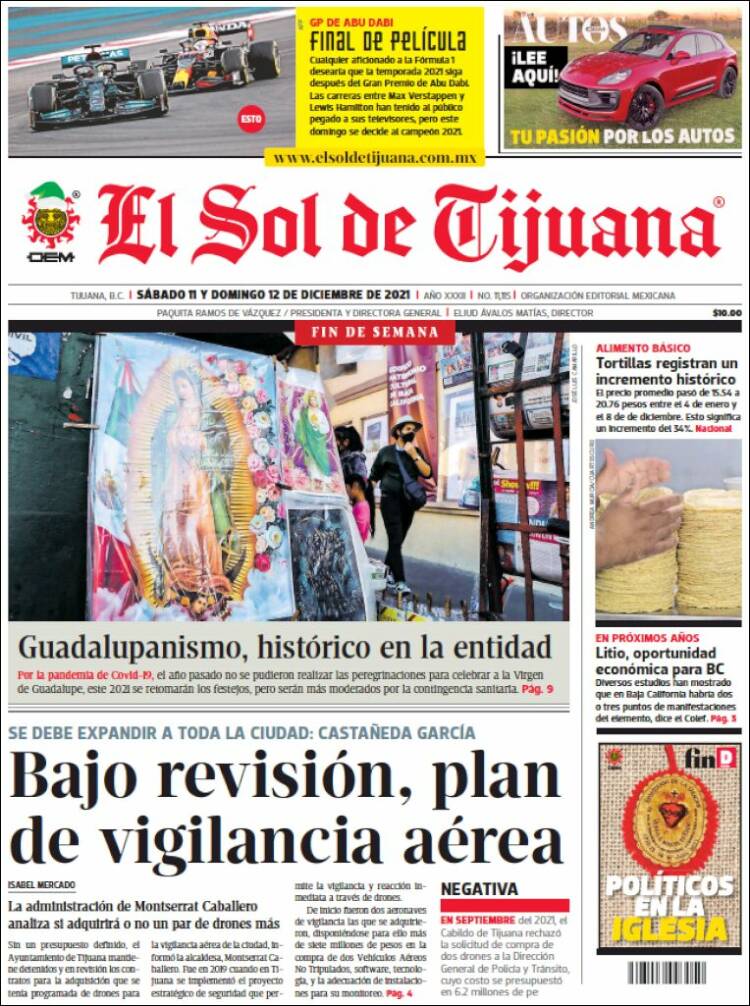 Portada de El Sol de Tijuana (M&eacute;xico)