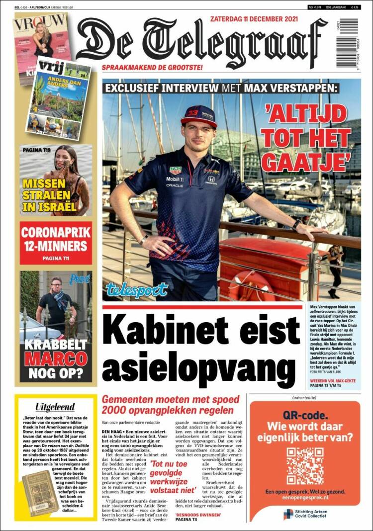 Portada de De Telegraaf (Pa&iacute;ses Bajos)