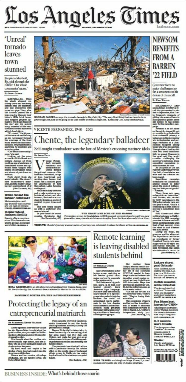 Portada de Los Angeles Times (USA)