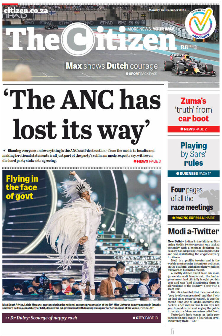 Portada de The Citizen (Sud&aacute;frica)