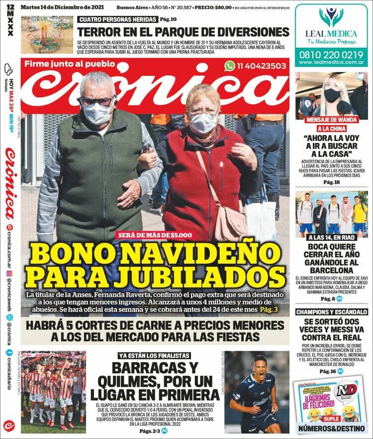 Portada de Crónica (Argentina)
