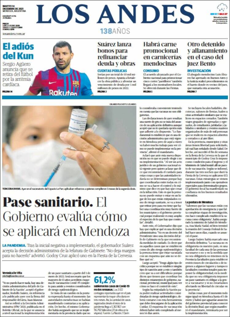 Portada de Los Andes - Mendoza (Argentina)