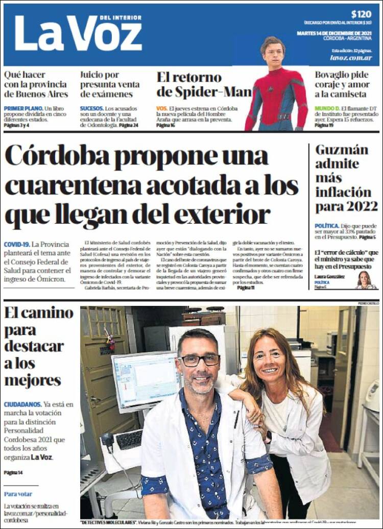 Portada de La Voz del Interior (Argentina)