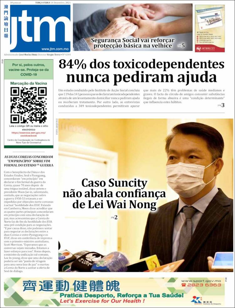 Portada de Jornal Tribuna de Macau (China)