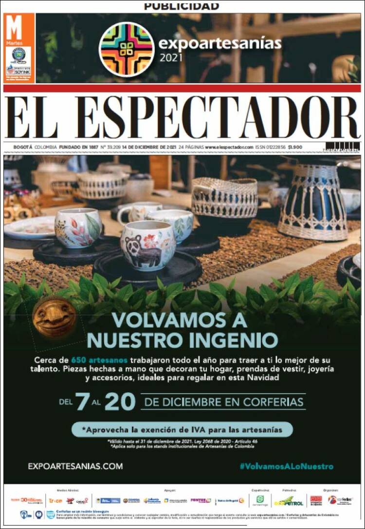 Portada de El Espectador (Colombia)