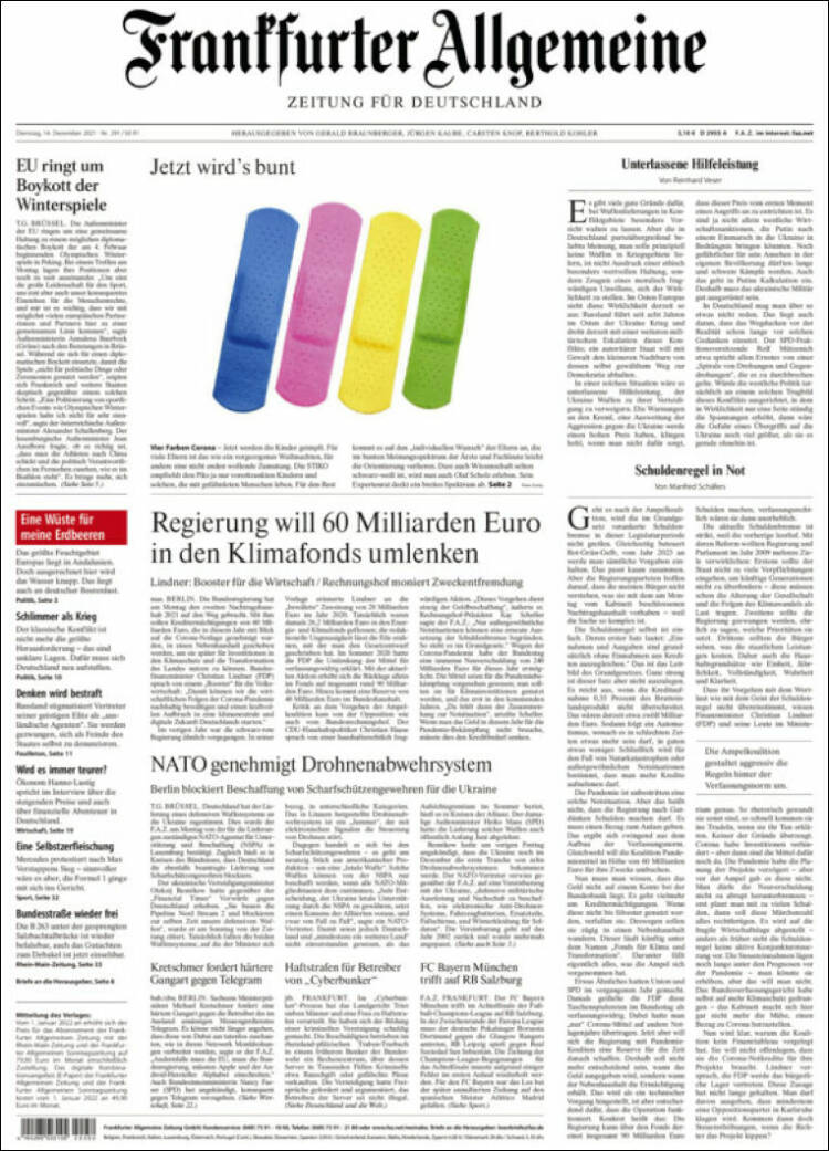 Portada de Frankfurter Allgemeine (Alemania)