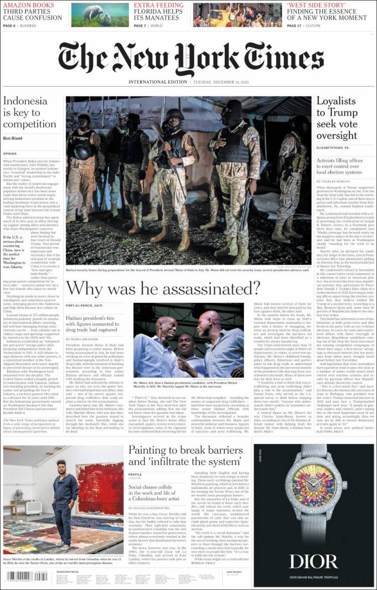 Portada de International New York Times (Europa)