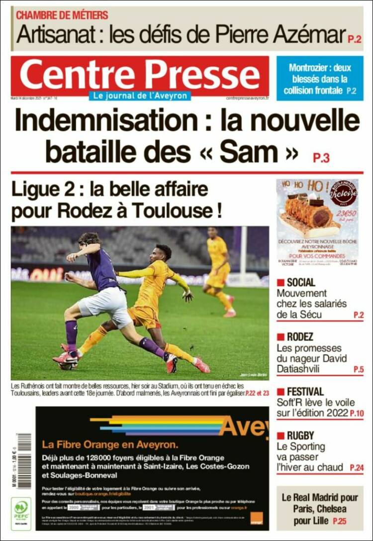 Portada de Centre Presse (Francia)