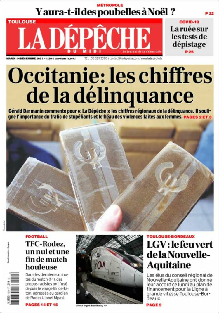 Portada de La Dépêche du Midi (Francia)