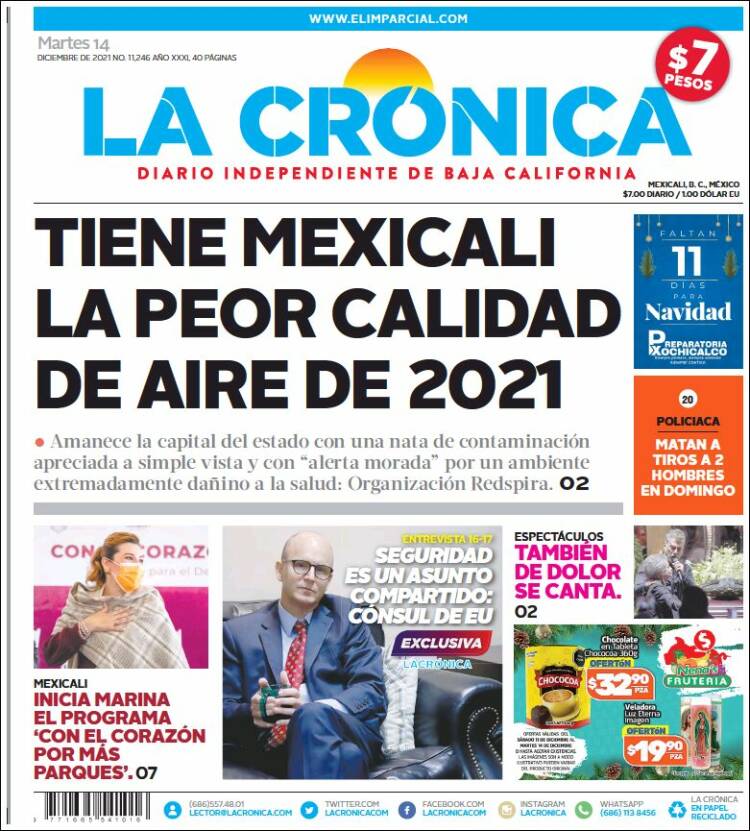 Portada de La Crónica de Baja California (M&eacute;xico)