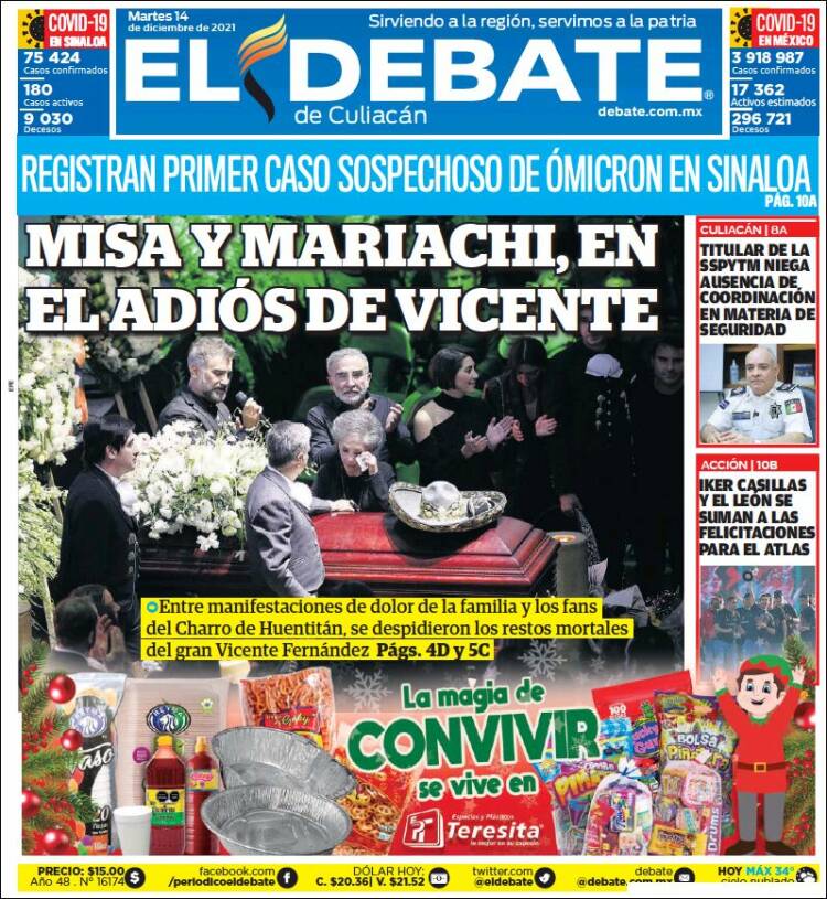 Portada de El Debate de Culiacán (M&eacute;xico)
