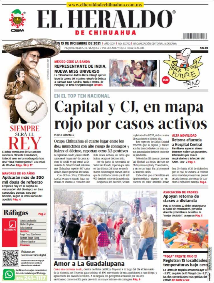 Portada de El Heraldo de Chihuahua (M&eacute;xico)
