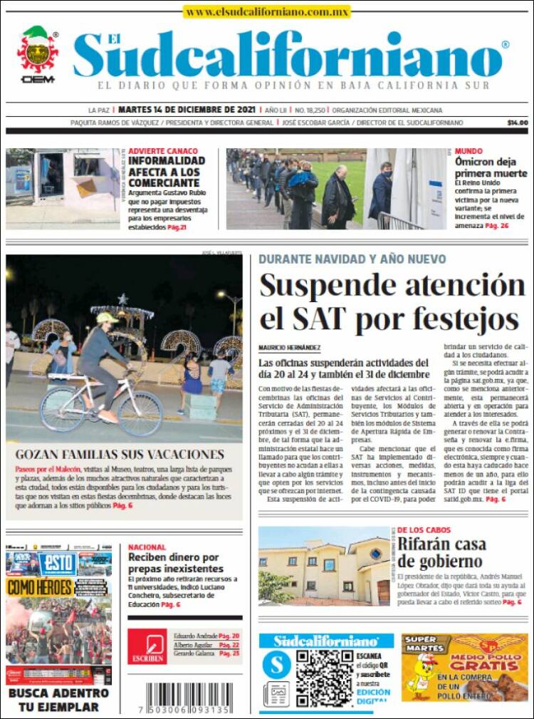 Portada de El Sudcaliforniano (M&eacute;xico)