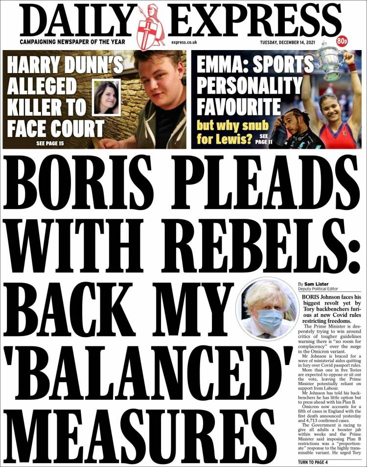 Portada de Daily Express (Reino Unido)