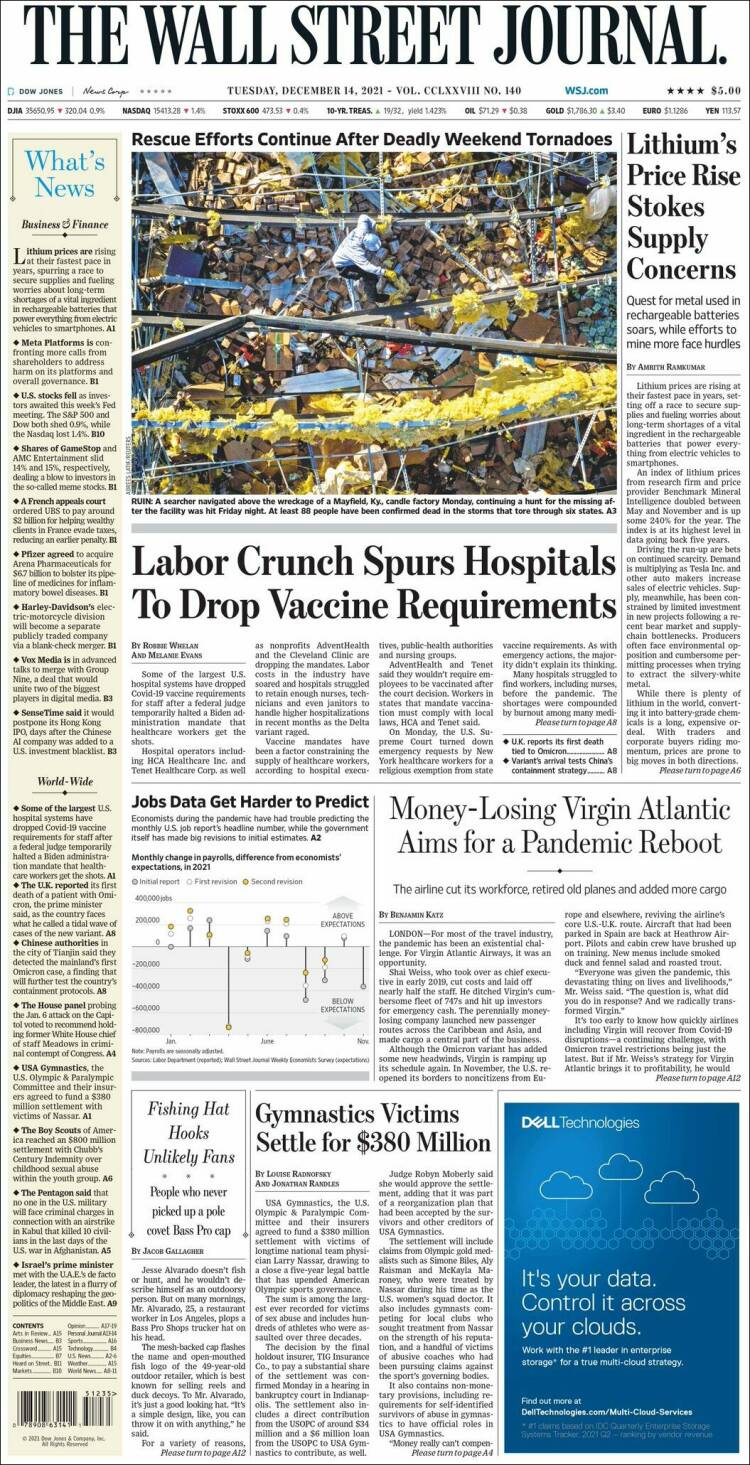 Portada de Wall Street Journal (USA)