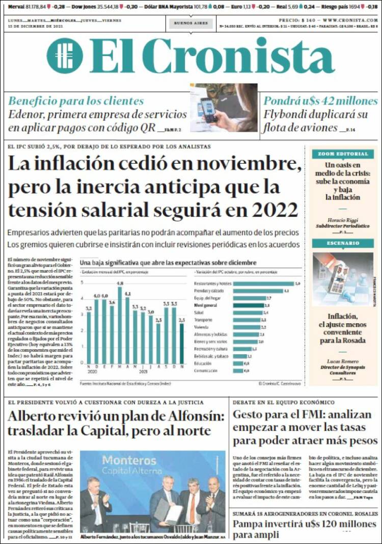 Portada de El Cronista Comercial (Argentina)