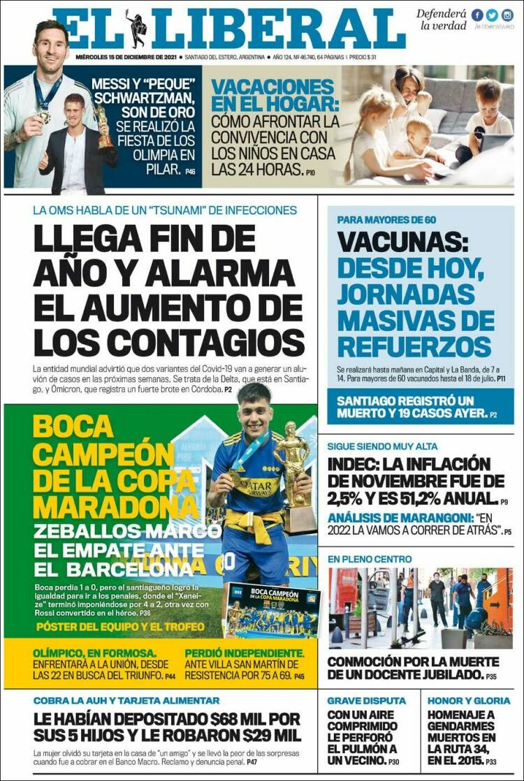 Portada de Diario El Liberal (Argentina)