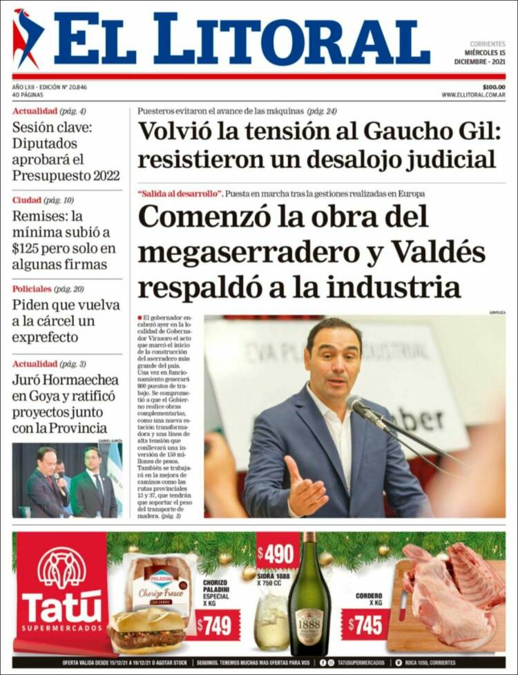 Portada de El Litoral Corrientes (Argentina)