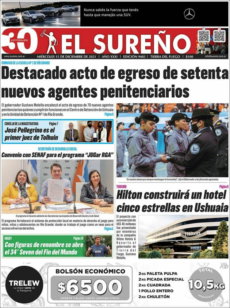 Portada de Diario El Sureño (Argentina)