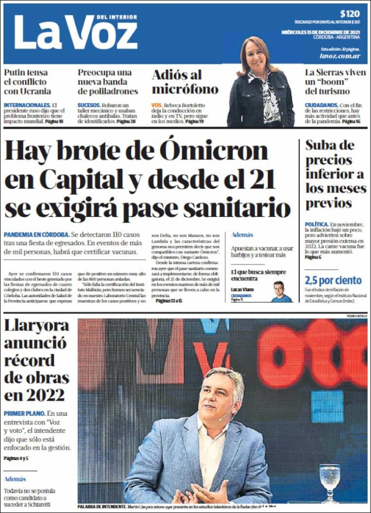 Portada de La Voz del Interior (Argentina)