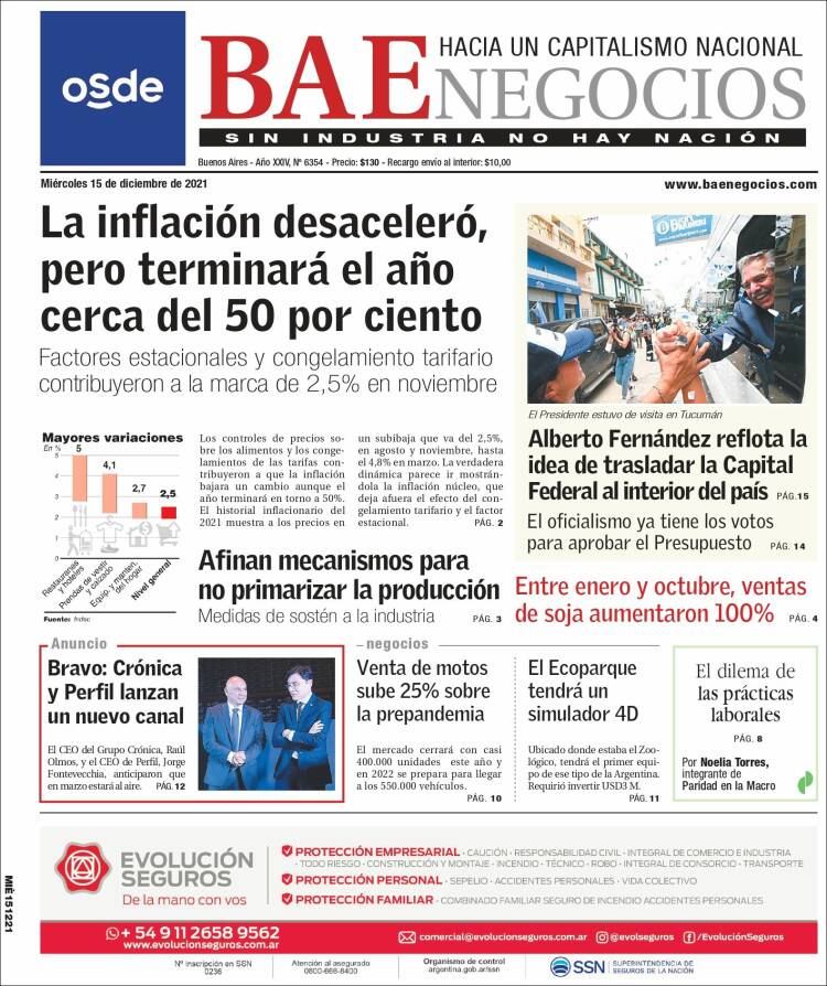 Portada de Buenos Aires Económico (Argentina)