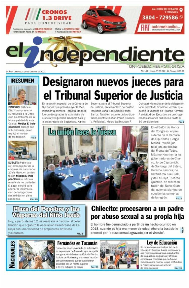 Portada de El Independiente (Argentina)