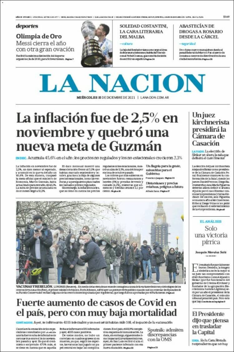 Portada de La Nación (Argentina)