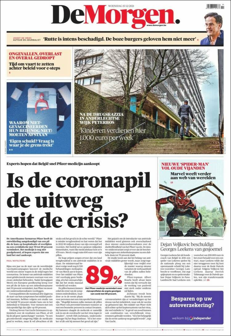 Portada de De Morgen (B&eacute;lgica)