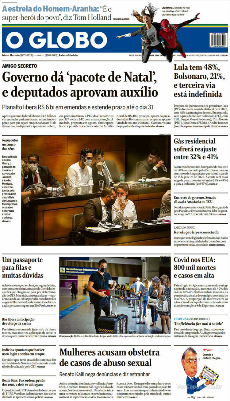 Portada de O Globo (Brasil)