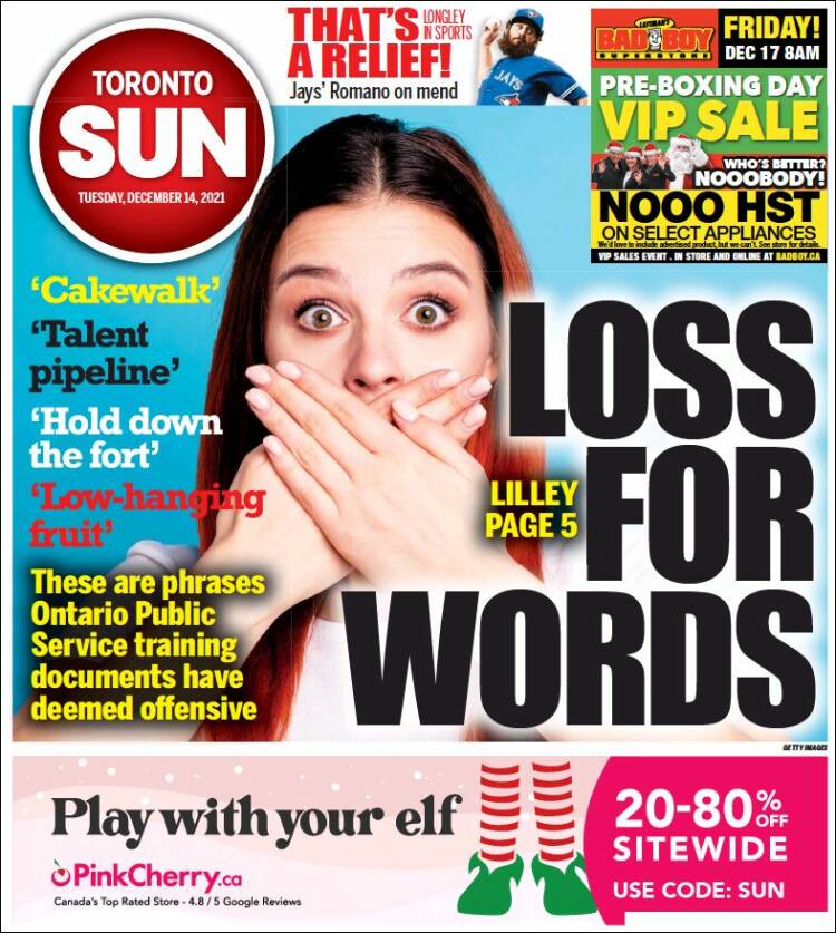 Portada de The Toronto Sun (Canadá)